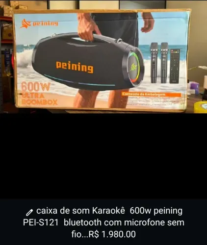 caixa de som Karaokê  600w peining PEI-S121  bluetooth com microfone sem fio