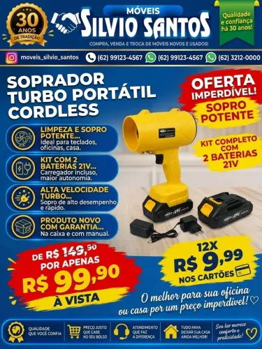 Soprador turbo com 2 baterias e carregador