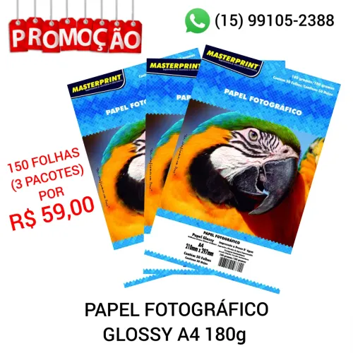 Papel Fotográfico Glossy 180g A4