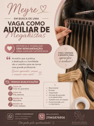 Busco oportunidade como auxiliar de megahista 