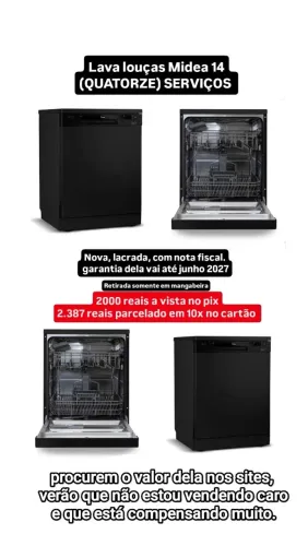 Lava Louças Midea 14 Serviços Preta DWA14P2<br>220V