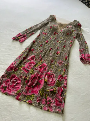 Vestido PatBo (Patricia Bonaldi) Bordado Floral Manga Longa Tam 38