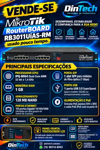 Roteador MikroTik RouterBOARD RB3011UiAS-RM