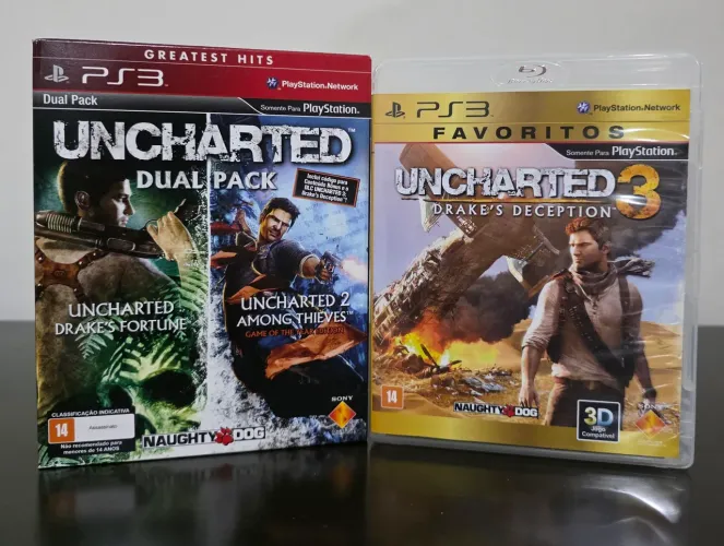 Jogos PS3 Uncharted (1, 2 e 3) - mídias físicas