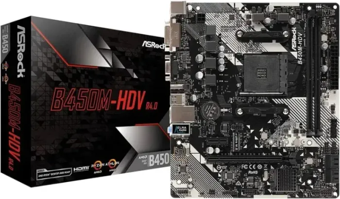 Placa Mãe ASRock B450M-HDV R4.0 - AMD AM4 (Suporta Ryzen 5000) - Na Caixa