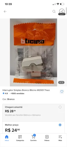 Interruptor simples Bticino Thesi M2001 ? branco