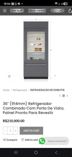 Geladeira Sub zero com frente de vidro