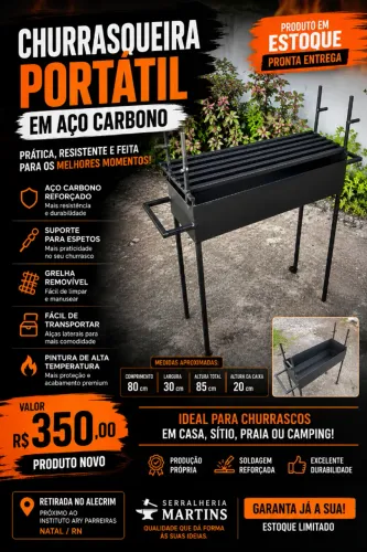 Churrasqueira Portátil em Aço Carbono