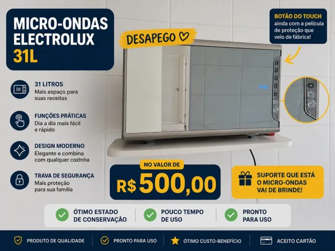 Microondas Espelhado 31Litros Electrolux-Seminovo