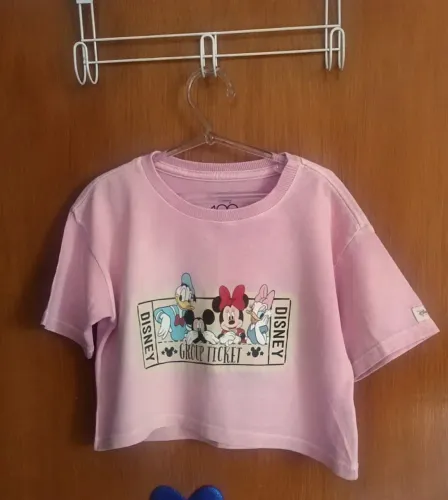 Cropped infantil rosa Disney tamanho 5-6 anos