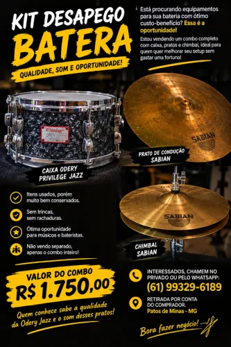 KIT DESAPEGO DE BATERISTA - OPORTUNIDADE IMPERDÍVEL! ?
