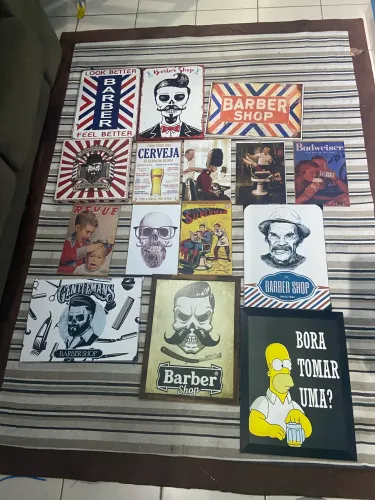 Quadros Decorativos Barber Shop - Lote - Ótimo Estado