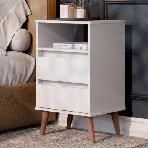 Mesa de Cabeceira / Criado Branco Retrô NOVO Promoção