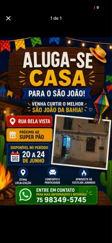 Alugo casa período do São João  em Santo Antonio de Jesus 