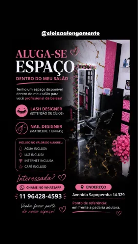 Alugo espaço dentro do meu salão