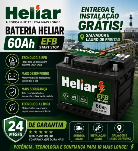 BATERIA HELIAR EFB 60AH START STOP / EFB 60 AMPERES START-STOP