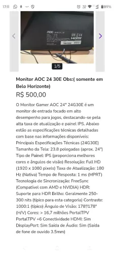 MONITOR AOC 24 30E