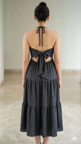 Modas mali vestido Midi frente única