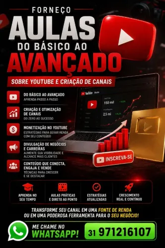 Aulas do básico ao avançado sobre youtube e criação de canais 
