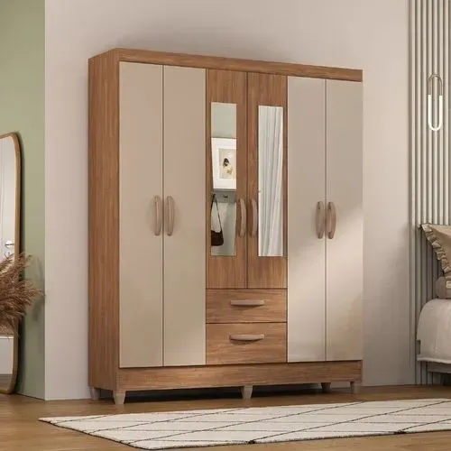 Guarda Roupa Real Atualle com espelho, 6 Portas e 2 Gavetas - Entrega Imediata!