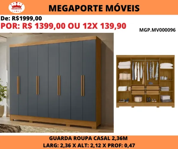 Guarda Roupa Casal Diplomata 8 Portas