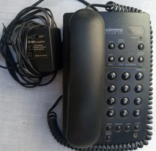 Secretária Eletrônica Binatone System 300 Com Fonte Telefone com Fio Funcionando R$ 69