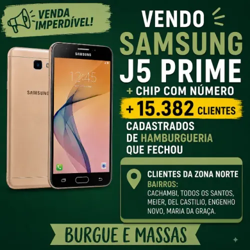 Hamburgueria e Massas Sansung J Prime 15.382 clientes cadastrados+Whatsapp