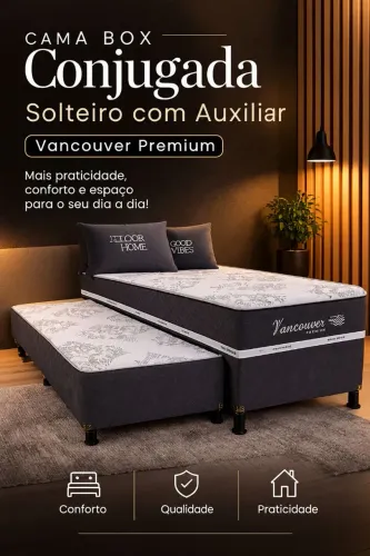 Cama Box Conjugada - Solteiro com Auxiliar | Vancouver Premium