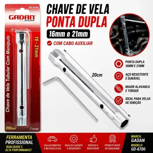Chave De Vela Automotiva 16 E 21mm Kit Chave De Vela
