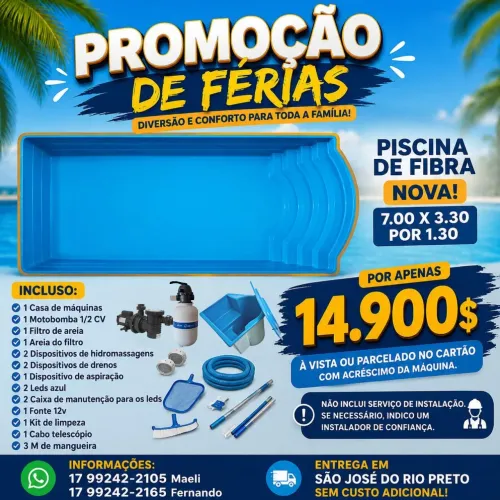 Piscina de fibra nova 7 metros