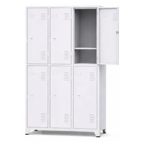 Armário Roupeiro de Aço c/ 06 Portas Grandes com Divisória - 10993