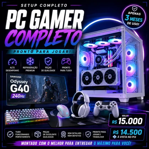 VENDO KIT GAMER COMPLETO NOVO R$ 15.000 | PIX R$ 14.500