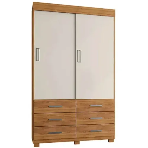 Guarda Roupa Buzios Sem Espelho Solteiro 2 Portas 6 Gavetas Rud Rack