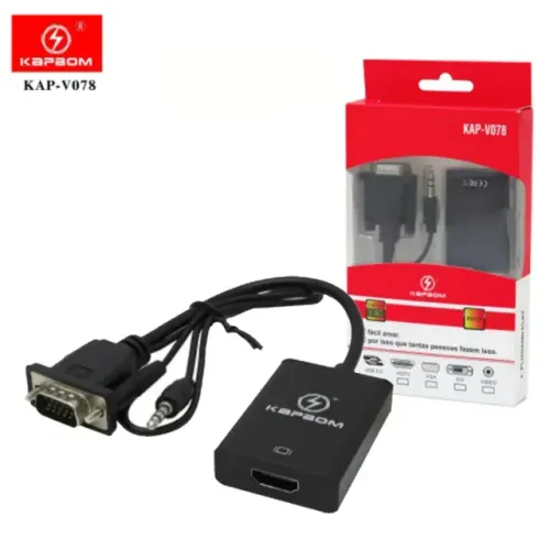 CONVERSOR ADAPTADOR HDMI P/ VGA C/ SAÍDA P2 DE ÁUDIO VGA100