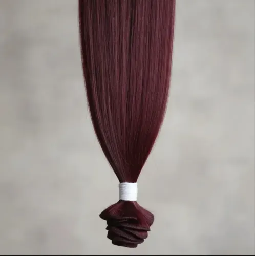 Cabelo Fibra russa marsala 100gr 55cm liso na tela 