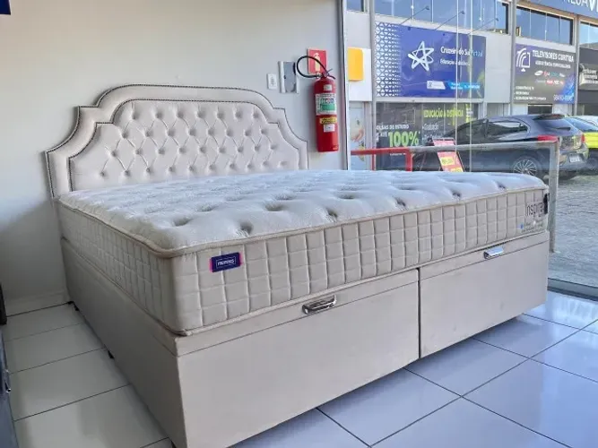 Cama Box Baú Queen Mannes Inspire Macio Molas Ensacadas 12x Sem Juros Peça Nova!