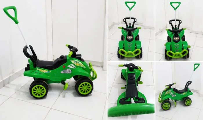 Carrinho Infantil Cross Verde com Empurrador - Ótimo Estado