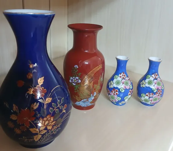 Kit 4 Vasos Porcelana Oriental Taiwan Japão China 8cm a 18cm