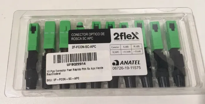 Conectores Fibra Óptica Sc / apc Verde Rosca 2 Flex kit com 10 unidades - LACRADO