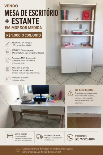 Vendo mesa de escrito e estante ( vendo separado também)