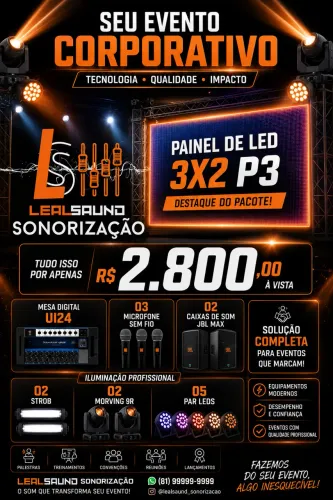 SEU EVENTO CORPORATIVO COM ESTRUTURA COMPLETA