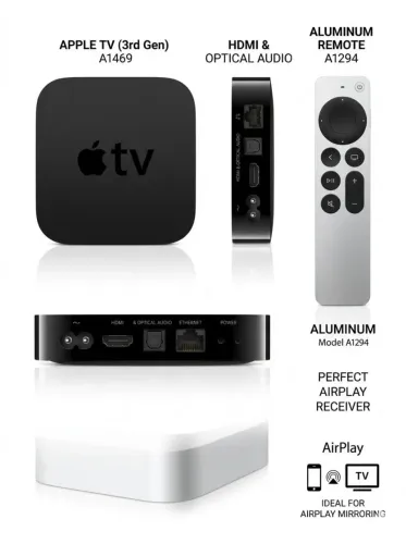 Apple TV 3ª Geração (Modelo A1469) + Controle Remoto Original Alumínio - Perfeito Estado