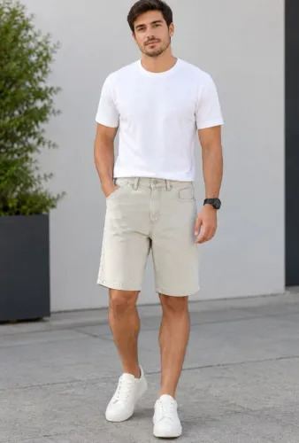 Bermuda Masculina Bege 42