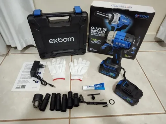 Kit Chave de Impacto 48v Parafusadeira com 2 baterias torque 500nm