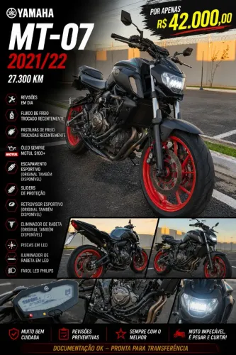 YAMAHA MT-07 ABS 21/2022 | 27 MIL KM | IMPECÁVEL