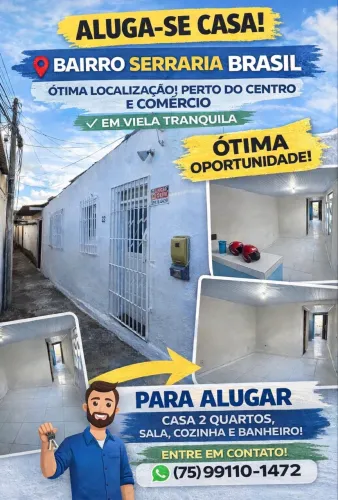 CASA PARA VENDA NO CENTRO DE FEIRA - BAIRRO SERRARIA BRASIL (DISPONÍVEL TAMBÉM PARA VENDA)