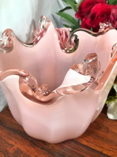 Belíssimo Vaso Em Murano Rosa Italiano i