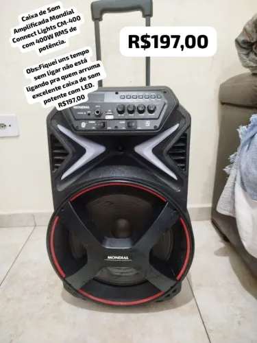 Caixa de Som Amplificada Mondial Connect Lights CM-400