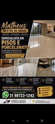 REFORMAS EM GERAL | PEDREIRO ESPECIALIZADO | PORCELANATO E ACABAMENTO FINO