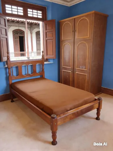 Guarda roupas e cama em sucupira para solteiro